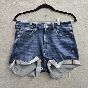 American Eagle Outfitters Women Shorts 6 Blue Denim High Rise Shortie Cutoff